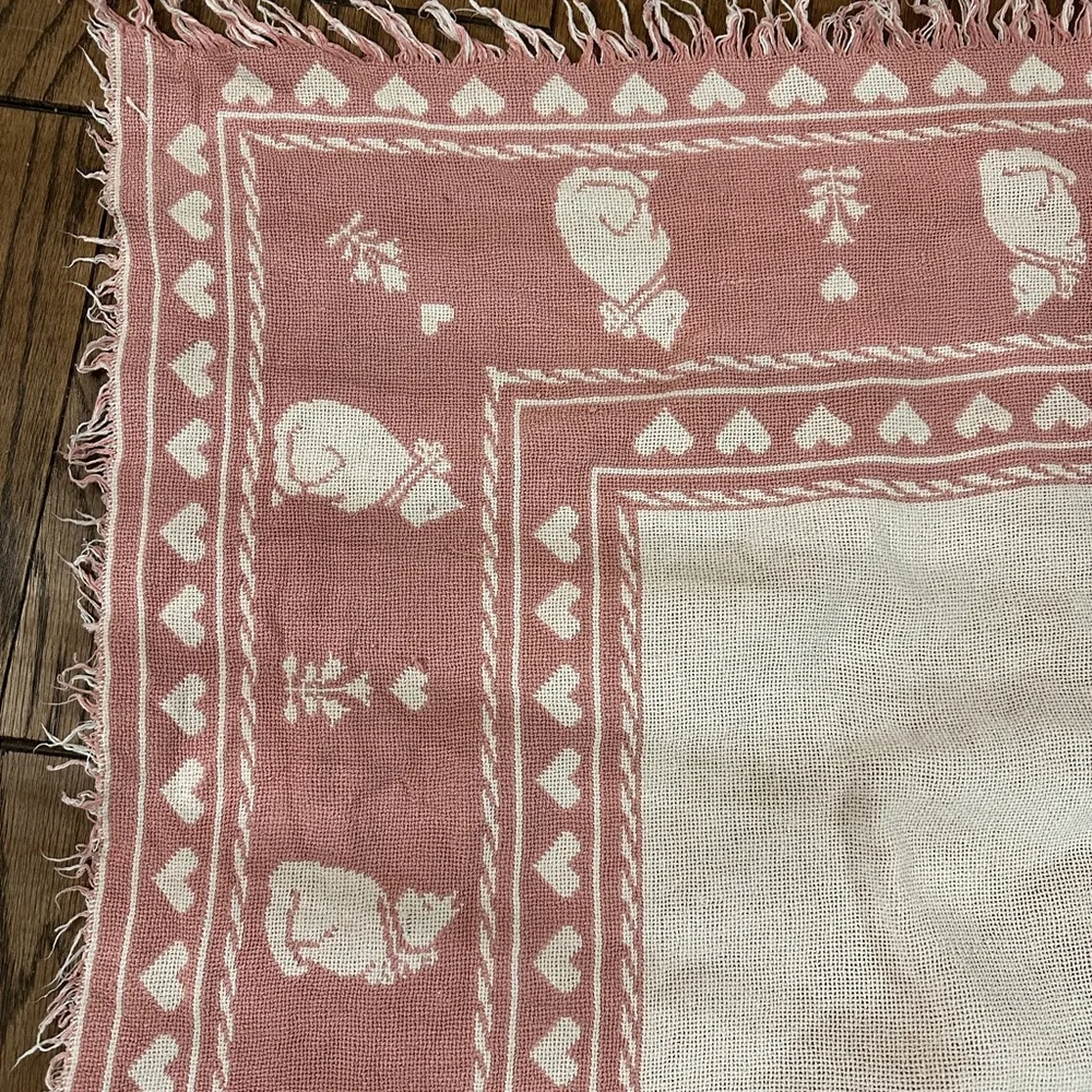 Pink and White Kitty Cat Throw Blanket 68x43” Fair Condition with Flaws